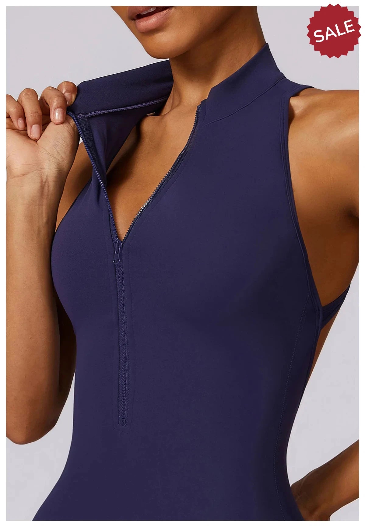 V-Back One-Piece Sports Jumpsuit - Women’s Backless Workout Bodysuit