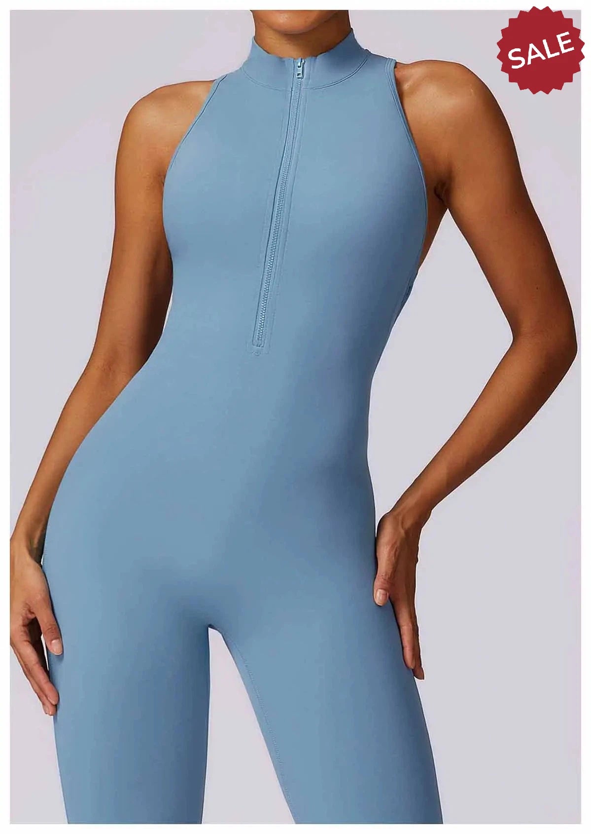 V-Back One-Piece Sports Jumpsuit - Women’s Backless Workout Bodysuit