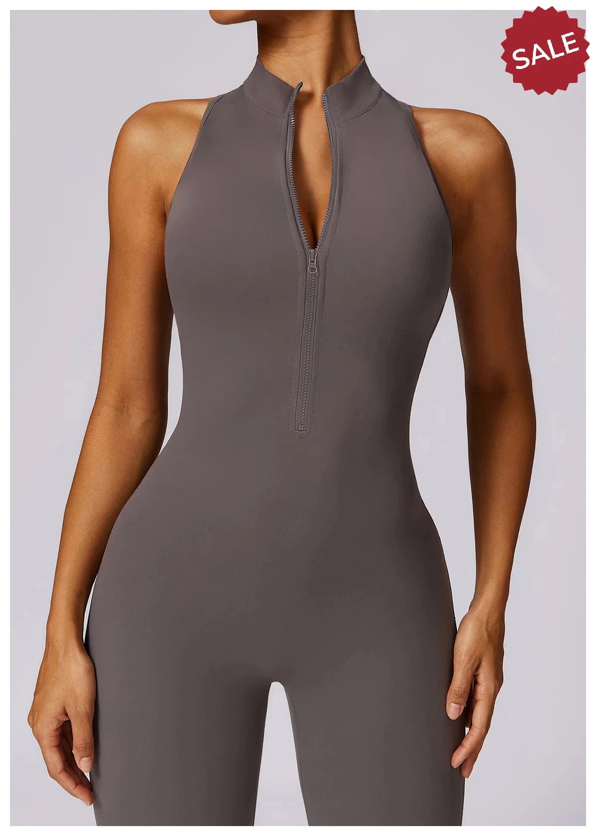 V-Back One-Piece Sports Jumpsuit - Women’s Backless Workout Bodysuit