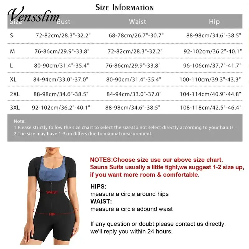 Vensslim Women’s Sauna Suit Sweat Shirt – Full Body Shaper and Waist Trainer