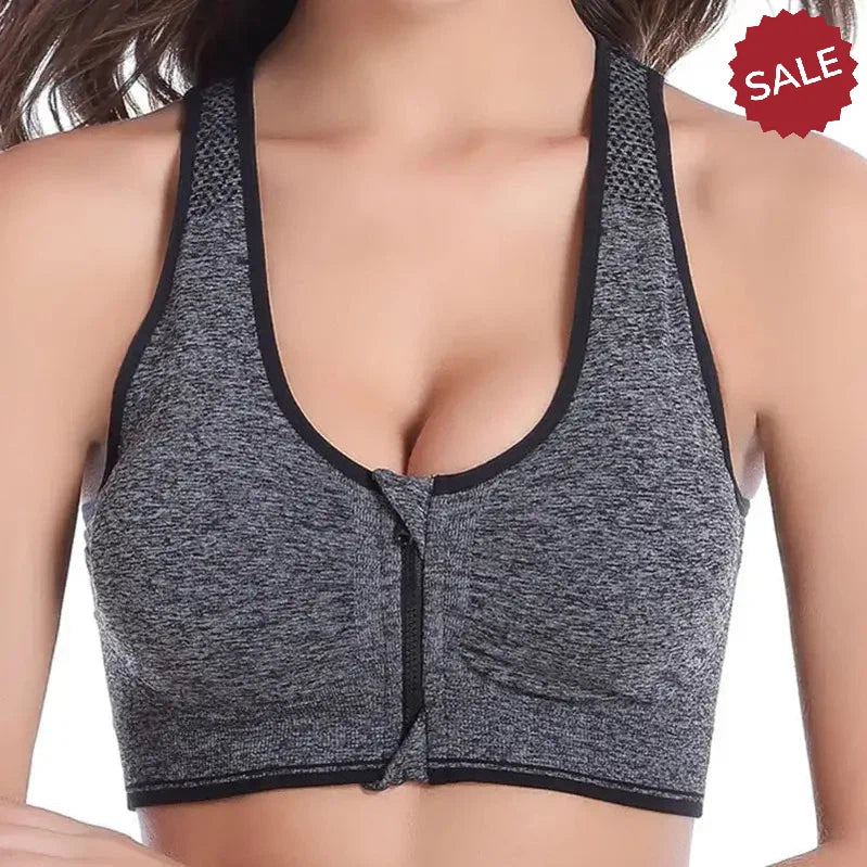 WANAYOU Women’s Front Zipper Push Up Sports Bra - Padded, Wirefree, Shockproof