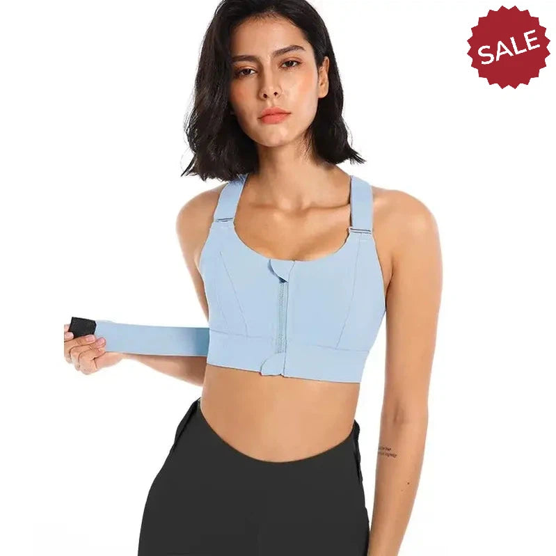 WANAYOU Women’s Front Zipper Sports Bra - Padded, Wirefree, Shockproof, Plus Size