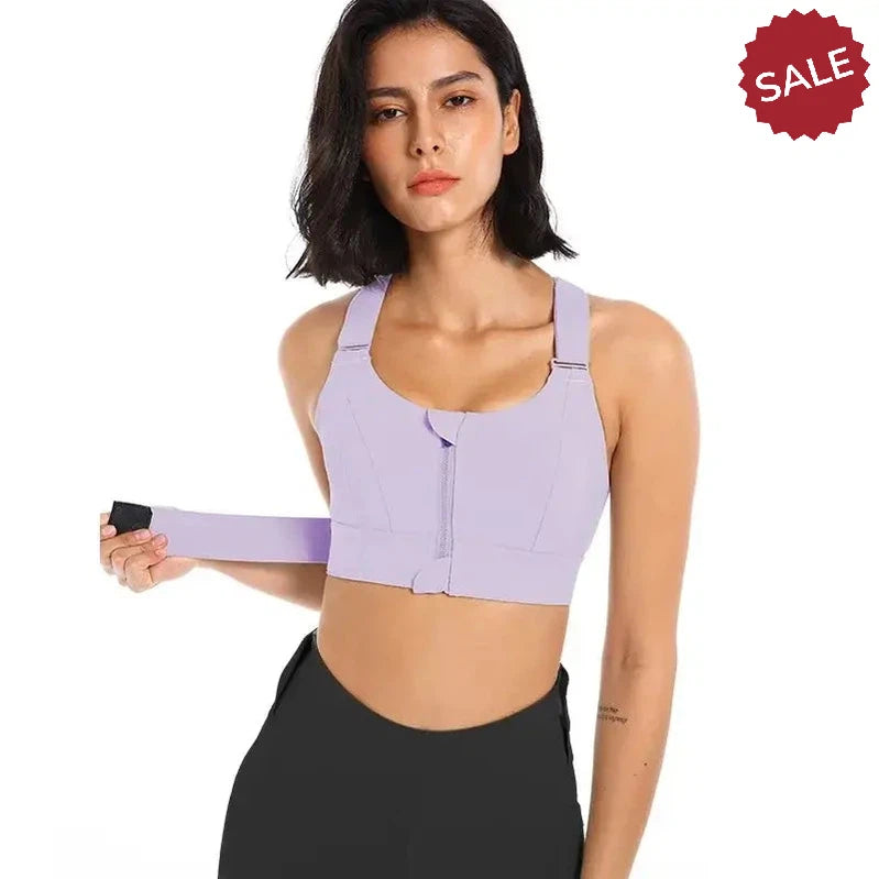 WANAYOU Women’s Front Zipper Sports Bra - Padded, Wirefree, Shockproof, Plus Size
