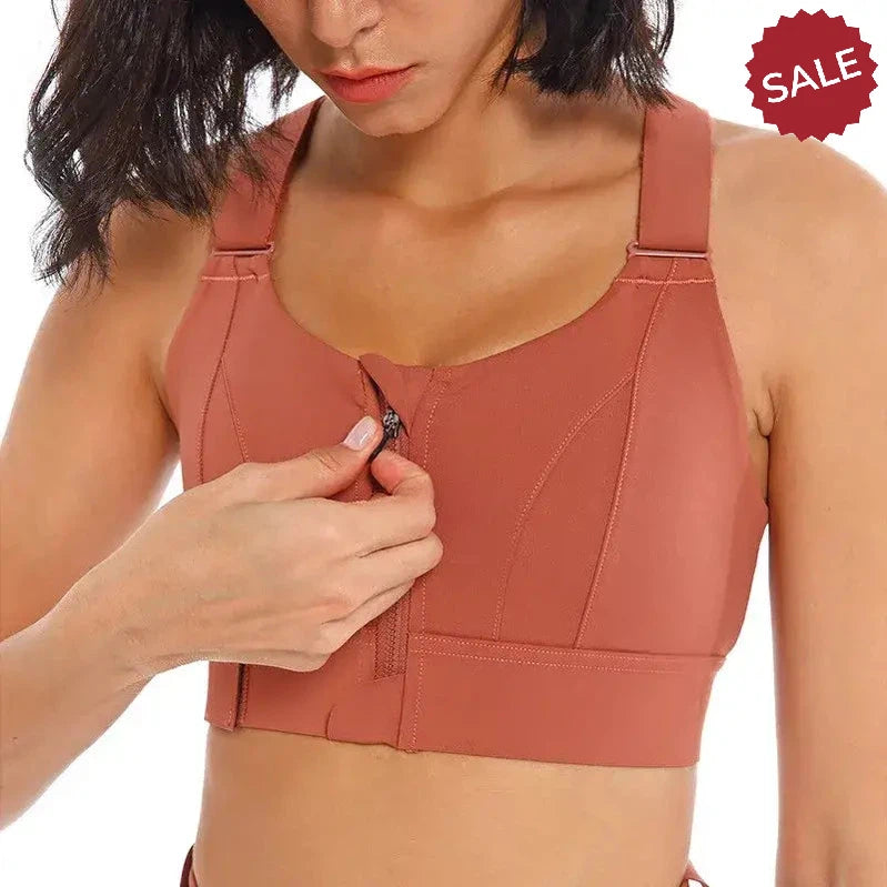 WANAYOU Women’s Front Zipper Sports Bra - Padded, Wirefree, Shockproof, Plus Size