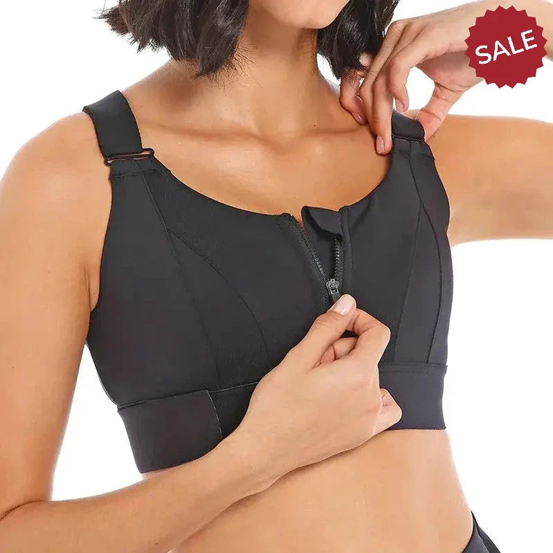 WANAYOU Women’s Front Zipper Sports Bra - Padded, Wirefree, Shockproof, Plus Size