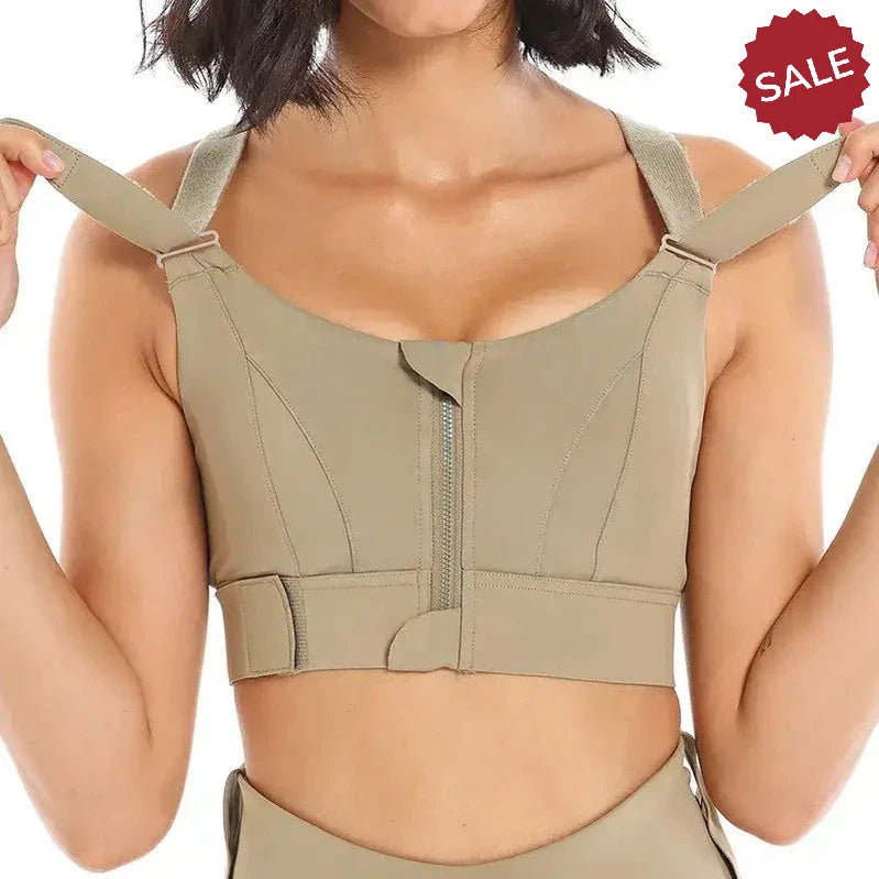 WANAYOU Women’s Front Zipper Sports Bra - Padded, Wirefree, Shockproof, Plus Size
