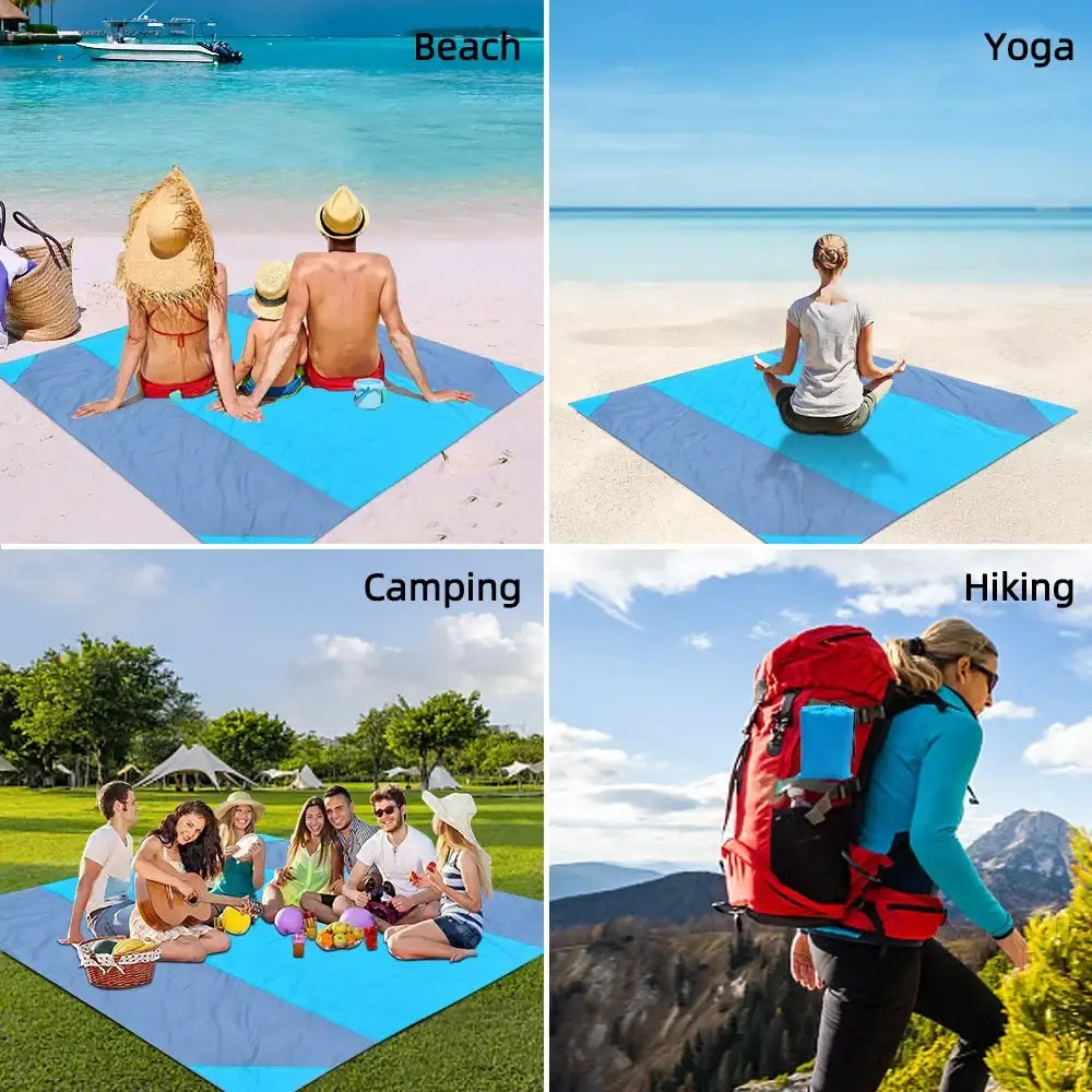 Waterproof Pocket Beach Blanket - 2x2.1m, Folding, Lightweight, Camping Mat