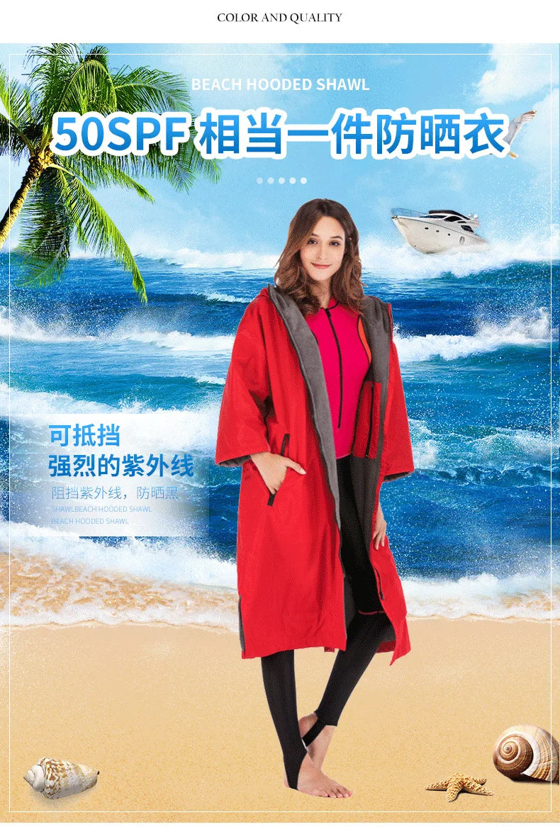 Waterproof Surf Changing Robe – Fleece-Lined Outdoor Coat