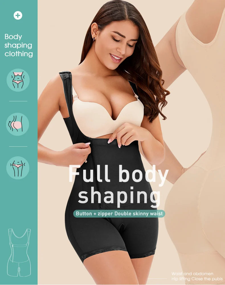Women Full Body Shapewear Open-Bust Underwear Waist Trainer Corset Seamless Slimming Bodysuit Butt Lifter Plus Size 6XL