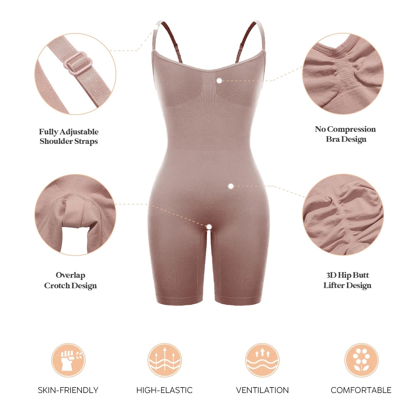 Women’s Seamless Waist Trainer Bodysuit – Butt Lifter Shapewear