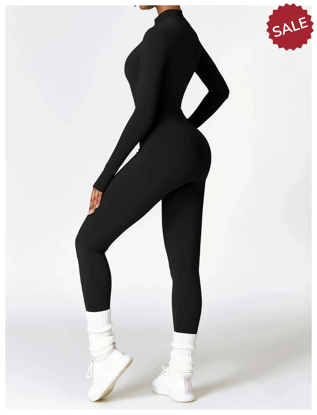 Women’s Yoga Jumpsuit - Zip Long Sleeve Fitness Romper