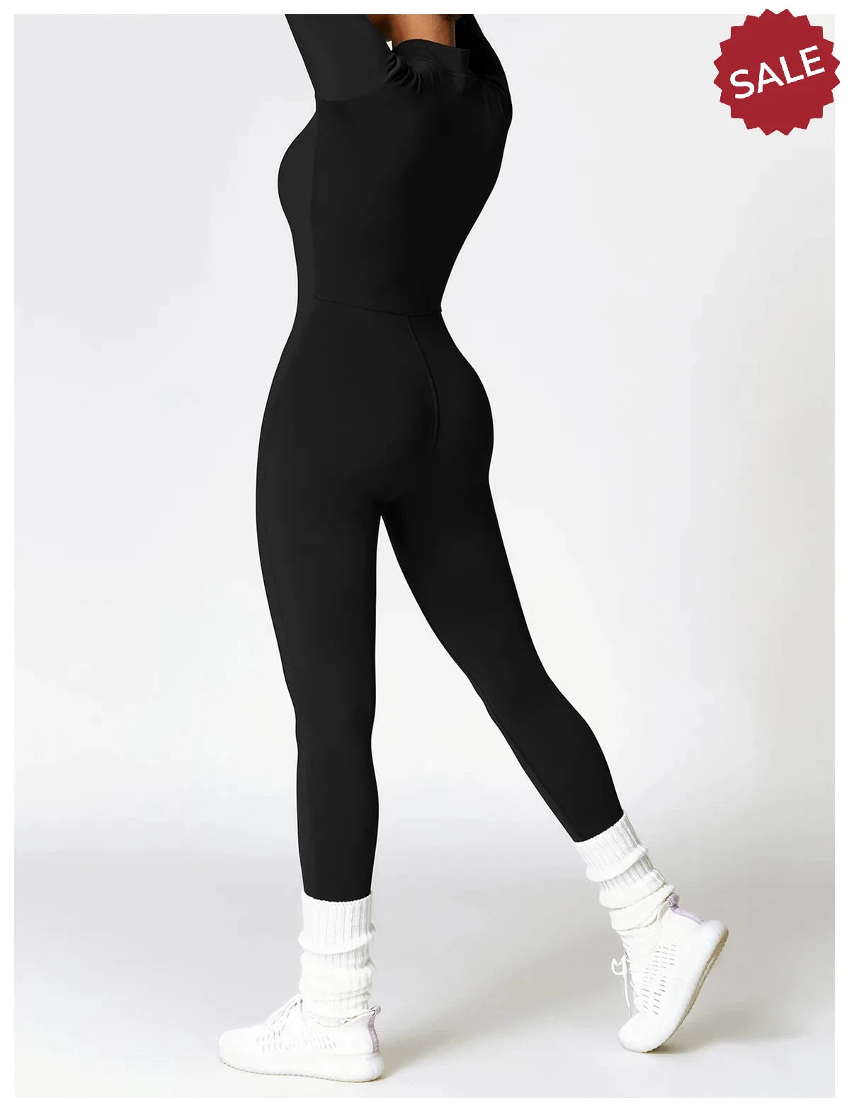 Women’s Yoga Jumpsuit - Zip Long Sleeve Fitness Romper