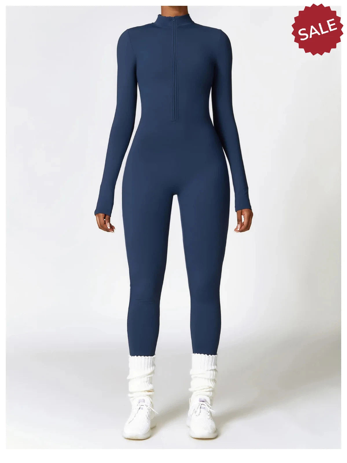 Women’s Yoga Jumpsuit - Zip Long Sleeve Fitness Romper