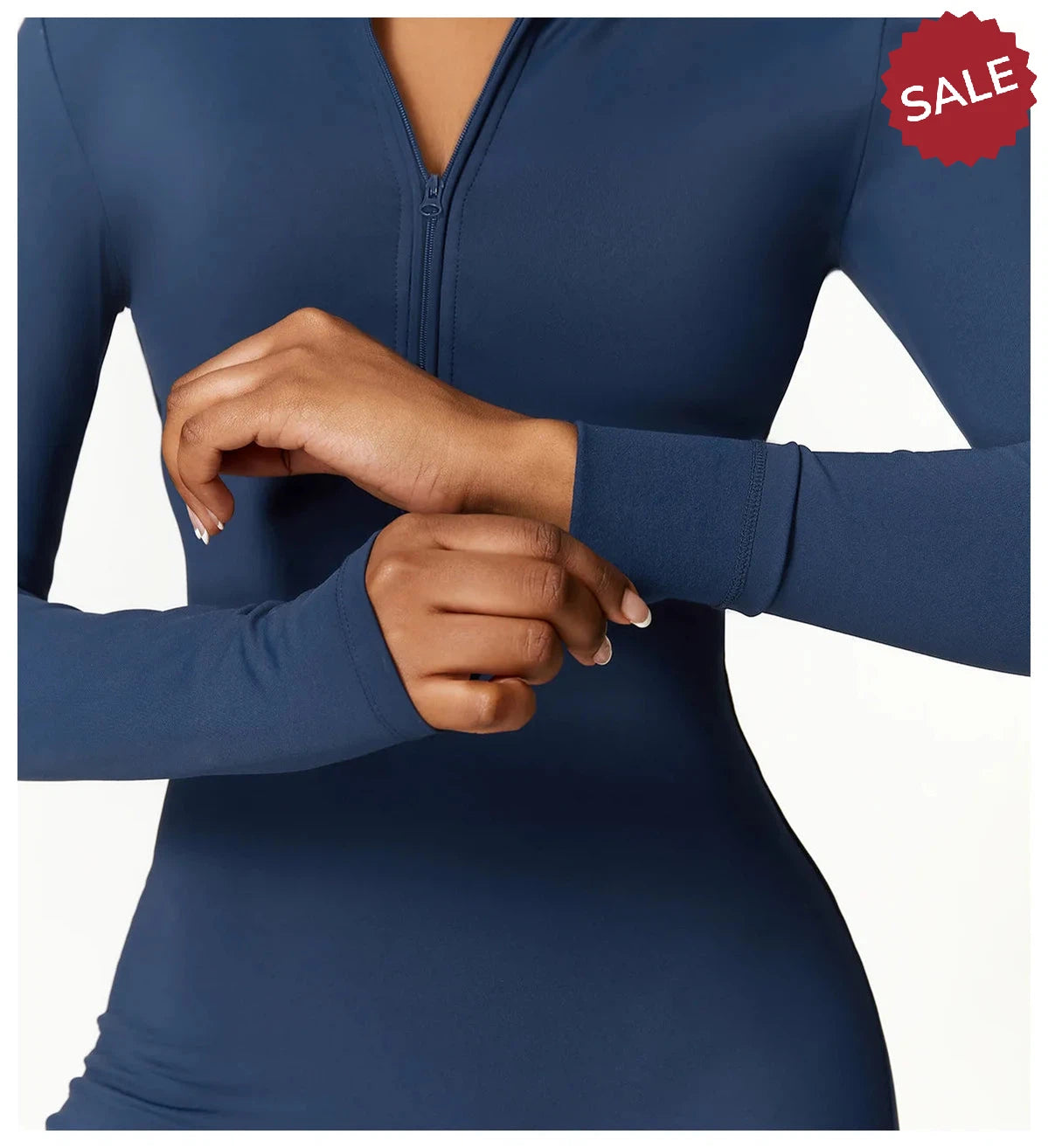 Women’s Yoga Jumpsuit - Zip Long Sleeve Fitness Romper