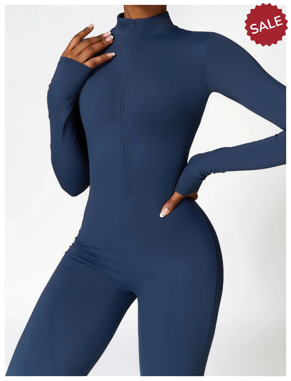 Women’s Yoga Jumpsuit - Zip Long Sleeve Fitness Romper