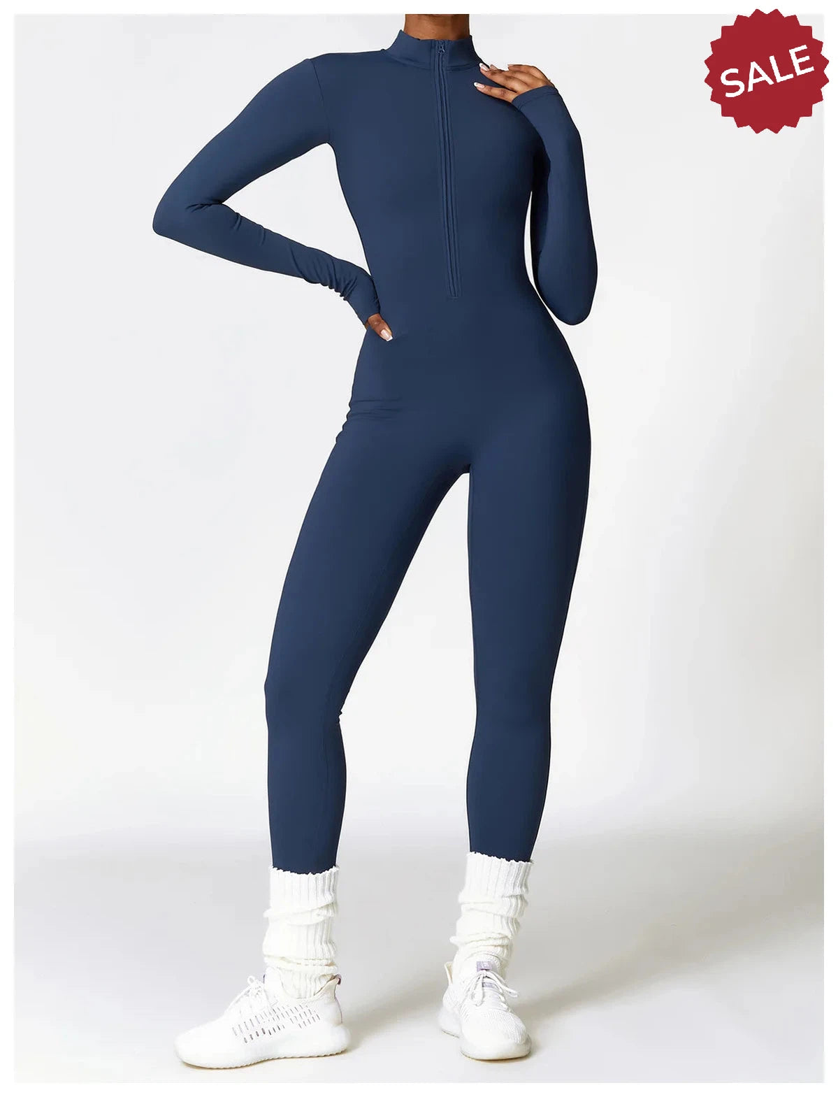 Women’s Yoga Jumpsuit - Zip Long Sleeve Fitness Romper
