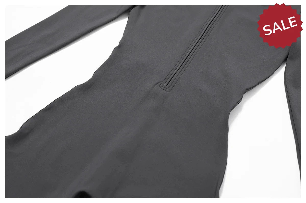 Women’s Yoga Jumpsuit - Zip Long Sleeve Fitness Romper