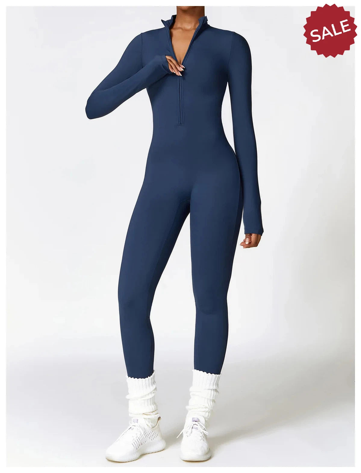 Women’s Yoga Jumpsuit - Zip Long Sleeve Fitness Romper
