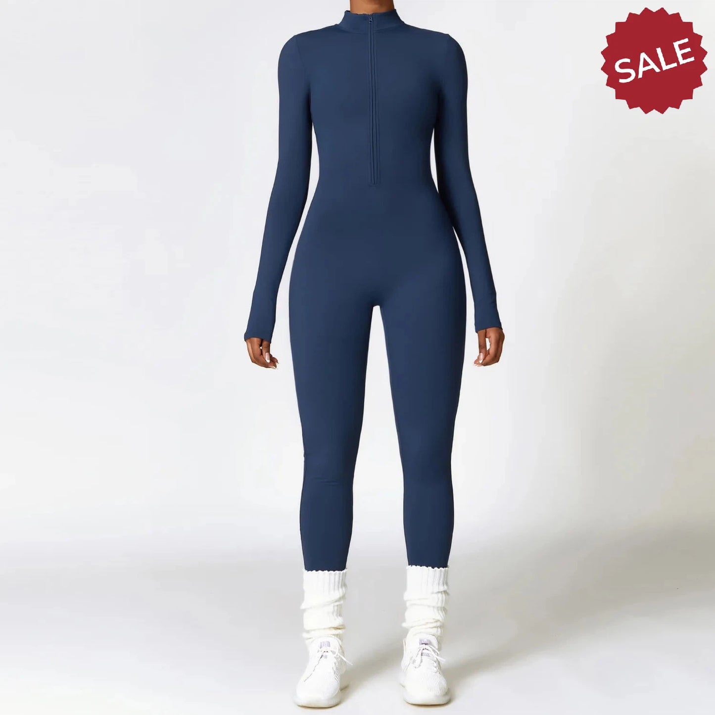 Women’s Yoga Jumpsuit - Zip Long Sleeve Fitness Romper