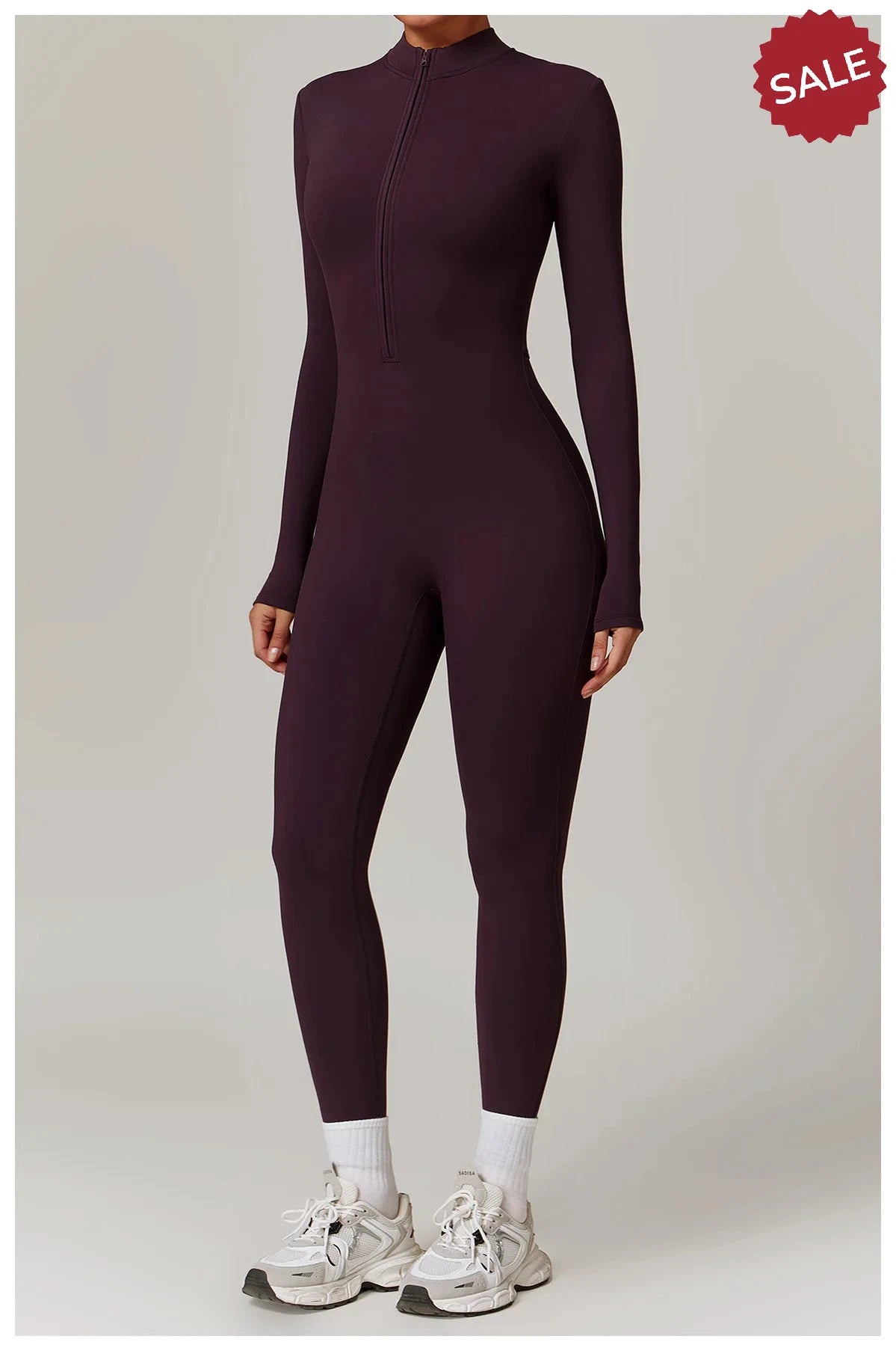 Women’s Yoga Jumpsuit - Zip Long Sleeve Fitness Romper