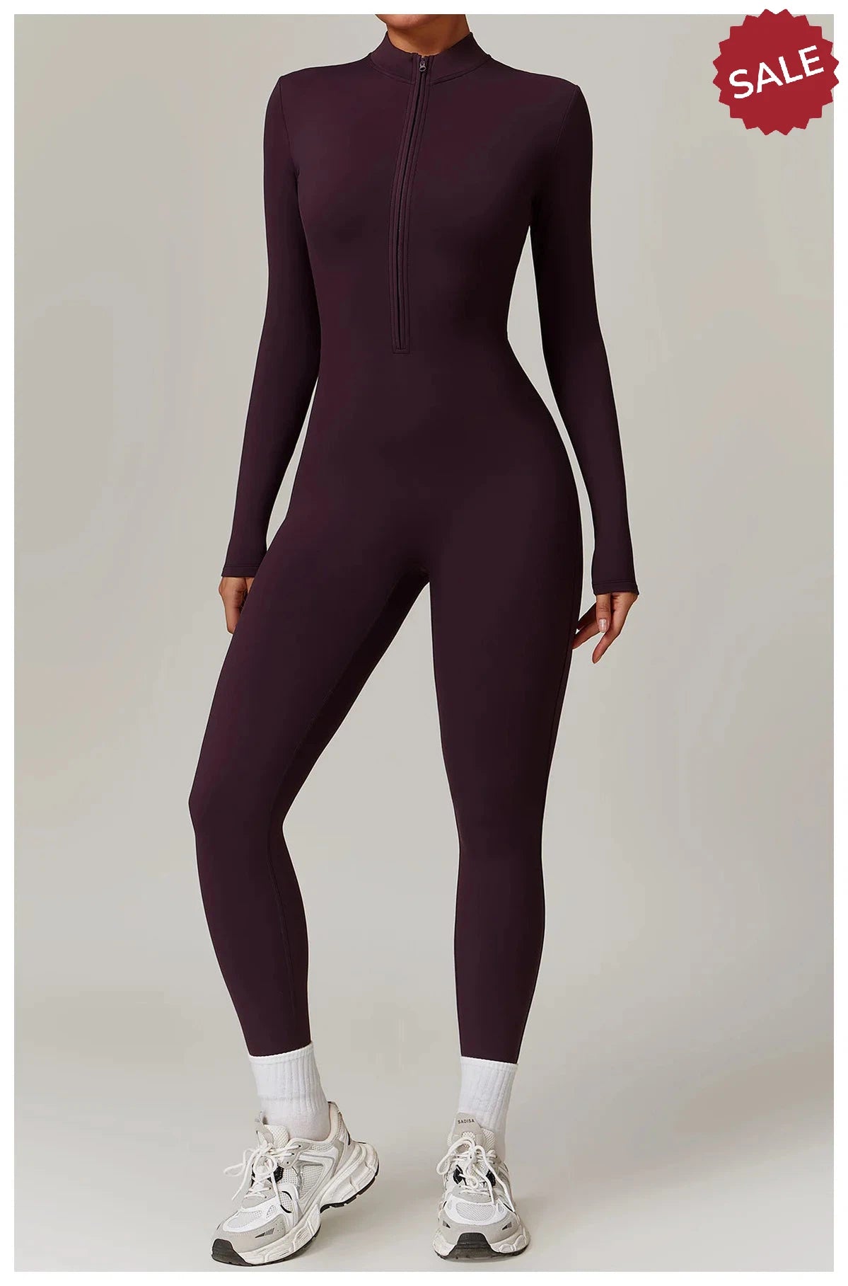 Women’s Yoga Jumpsuit - Zip Long Sleeve Fitness Romper