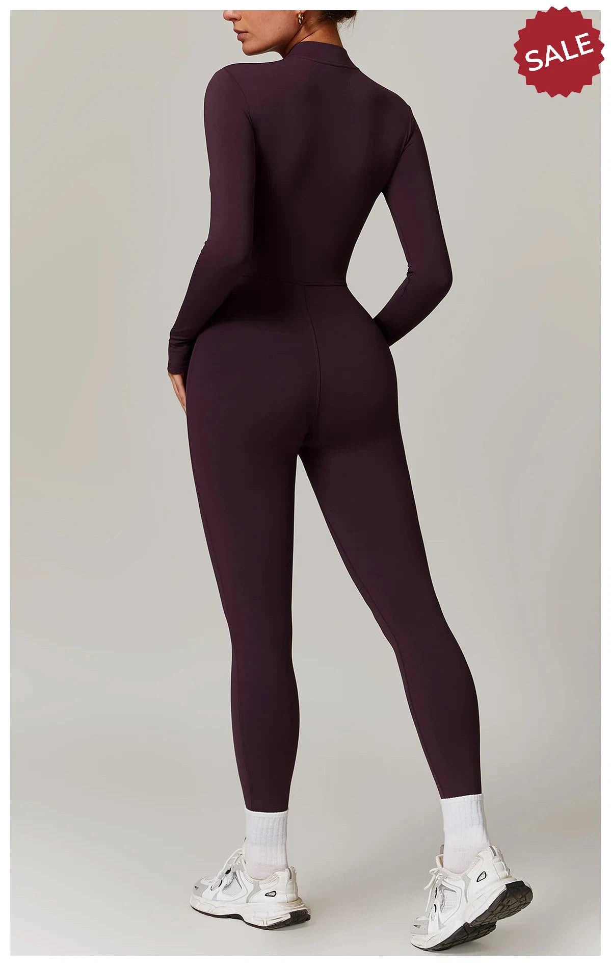 Women’s Yoga Jumpsuit - Zip Long Sleeve Fitness Romper