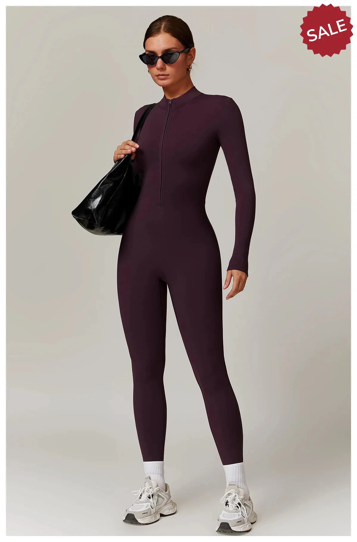 Women’s Yoga Jumpsuit - Zip Long Sleeve Fitness Romper