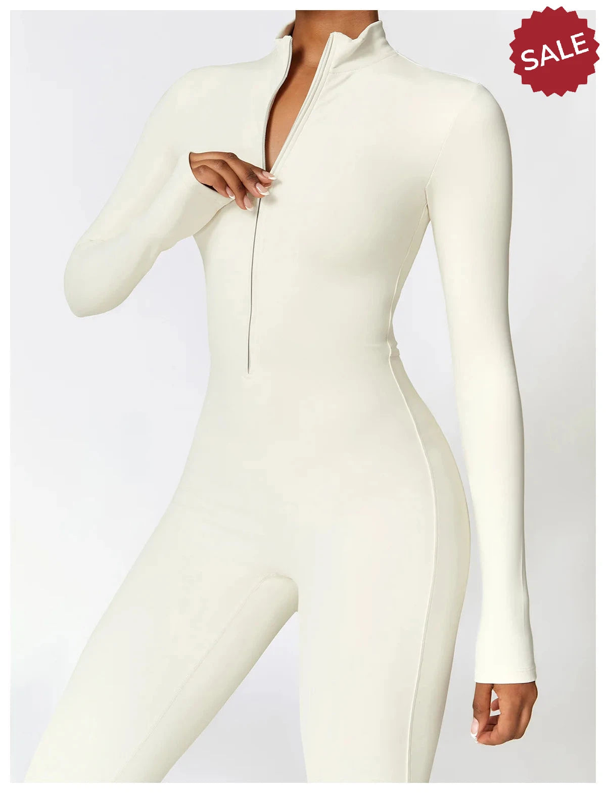 Women’s Yoga Jumpsuit - Zip Long Sleeve Fitness Romper