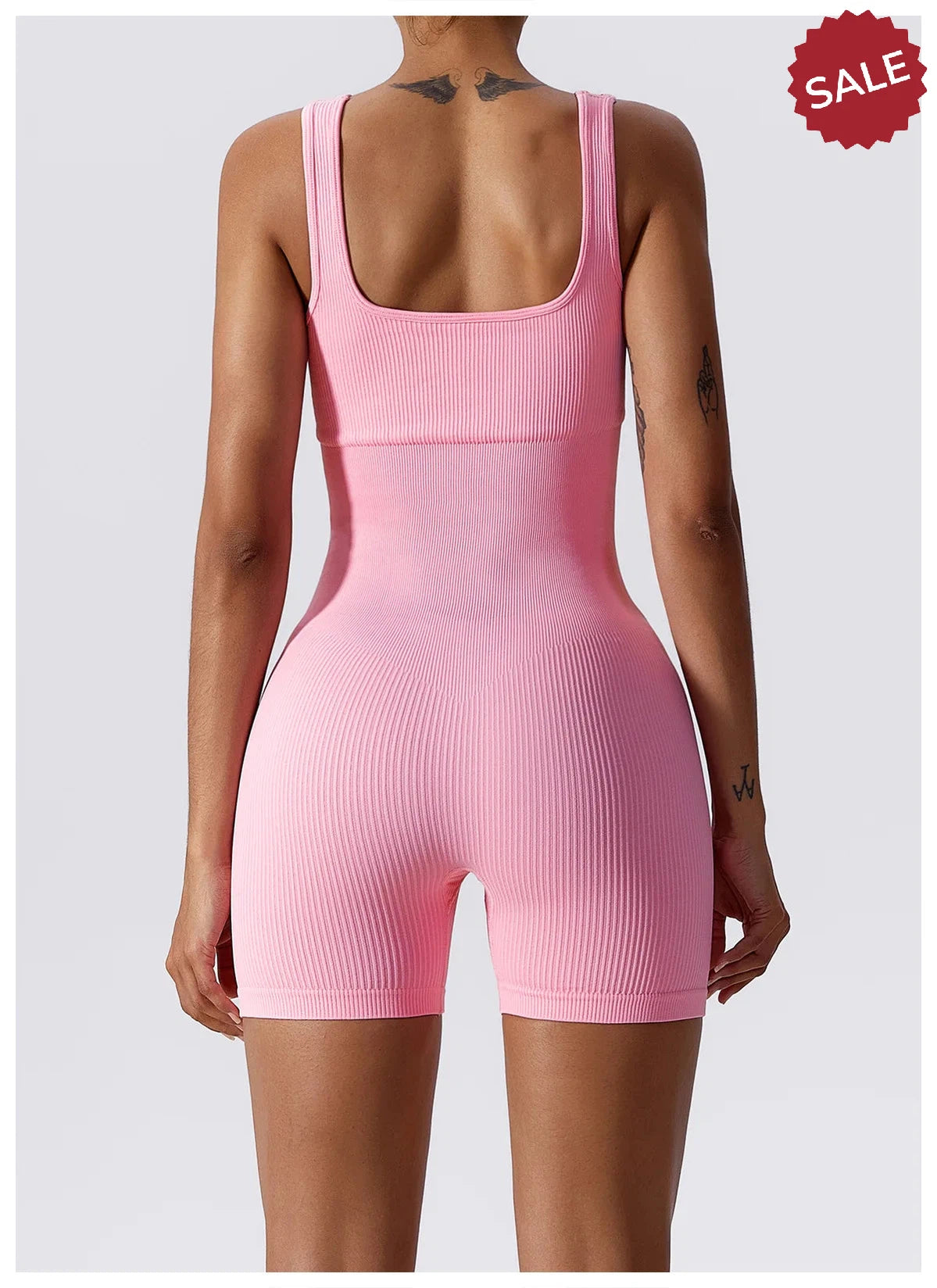 Women’s Yoga Romper - Seamless Ribbed Tummy Control Jumpsuit