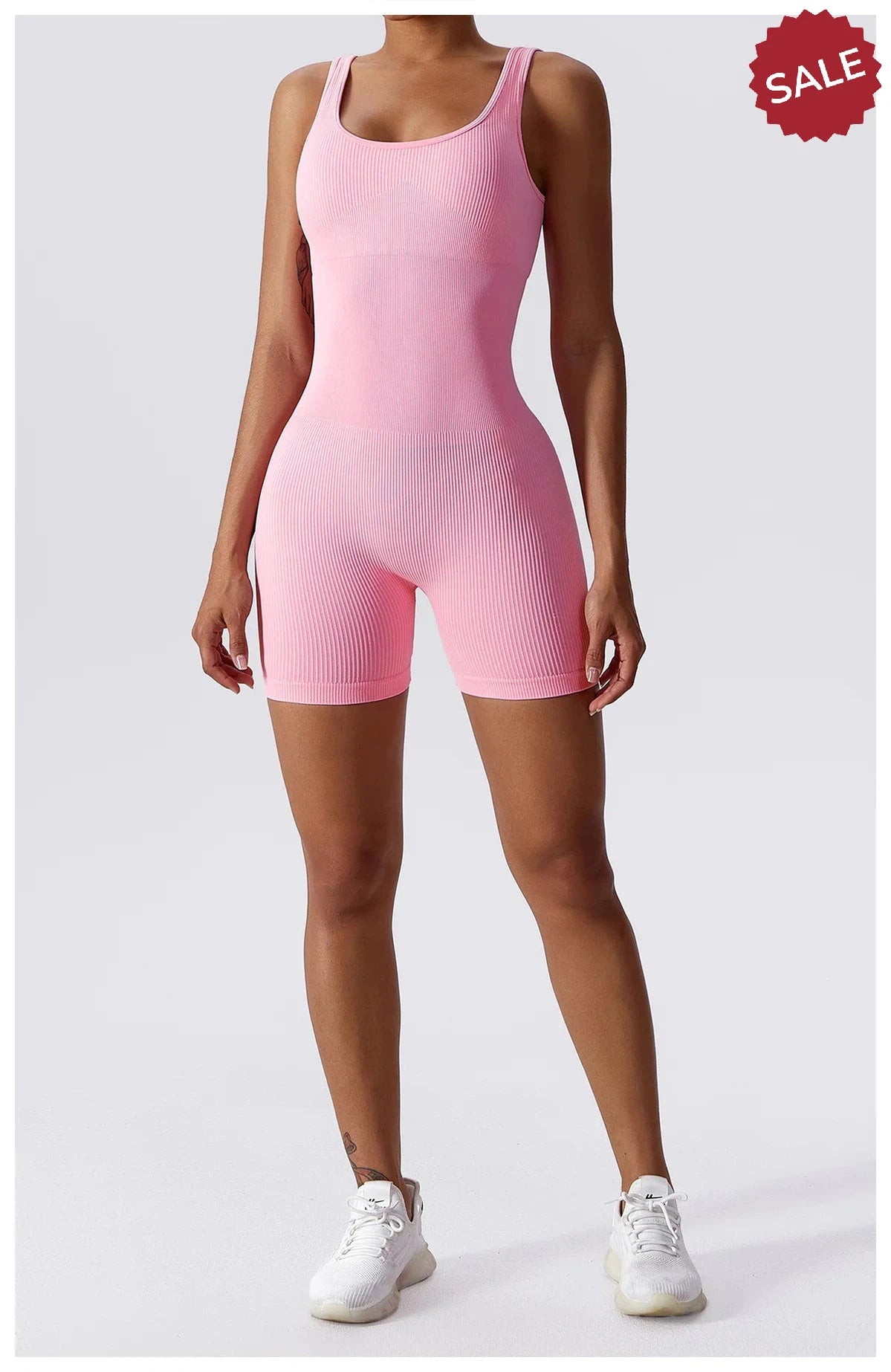 Women’s Yoga Romper - Seamless Ribbed Tummy Control Jumpsuit