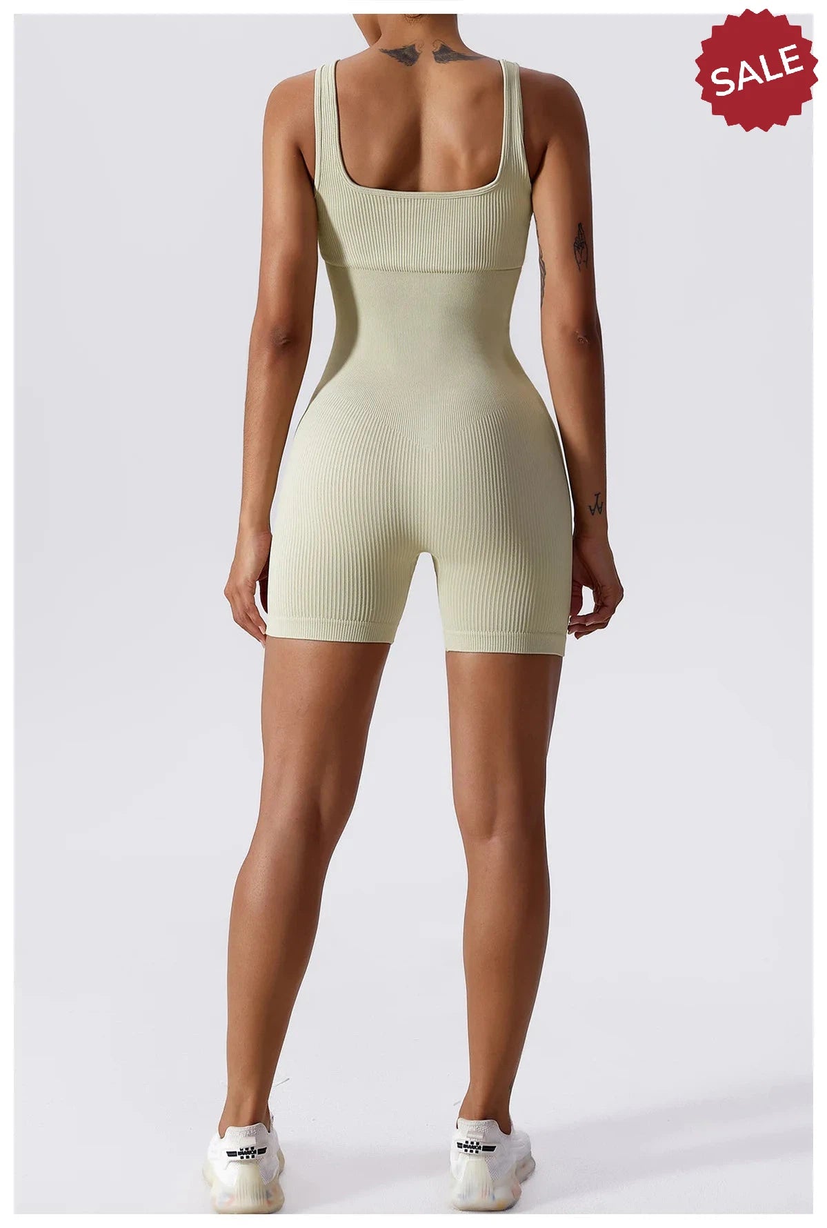 Women’s Yoga Romper - Seamless Ribbed Tummy Control Jumpsuit