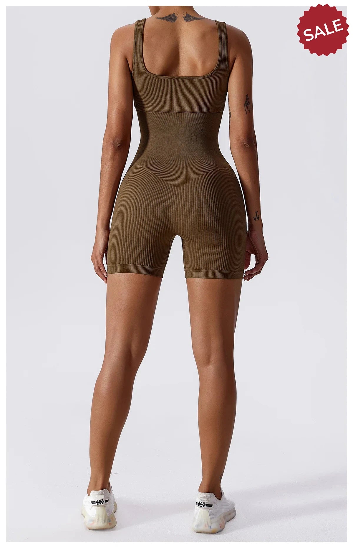 Women’s Yoga Romper - Seamless Ribbed Tummy Control Jumpsuit
