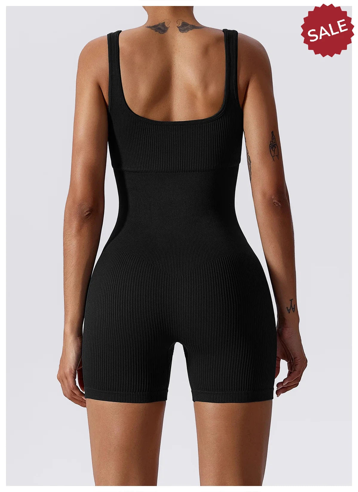 Women’s Yoga Romper - Seamless Ribbed Tummy Control Jumpsuit