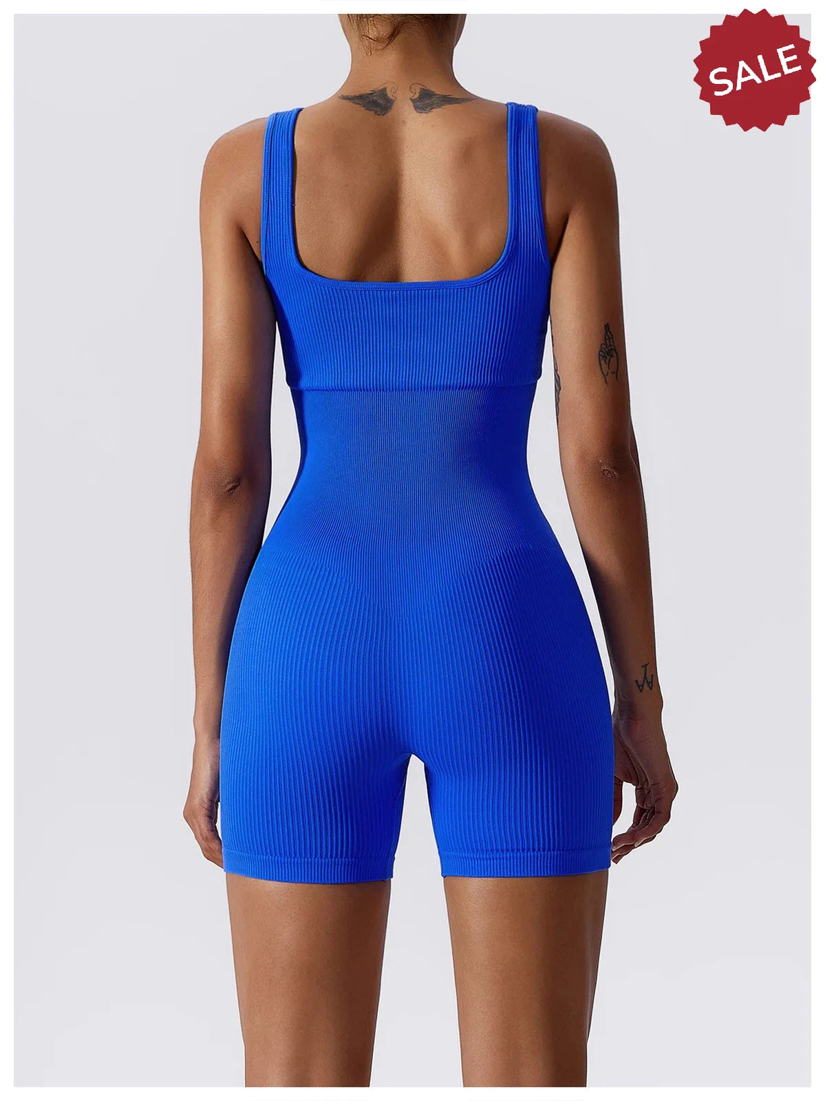 Women’s Yoga Romper - Seamless Ribbed Tummy Control Jumpsuit