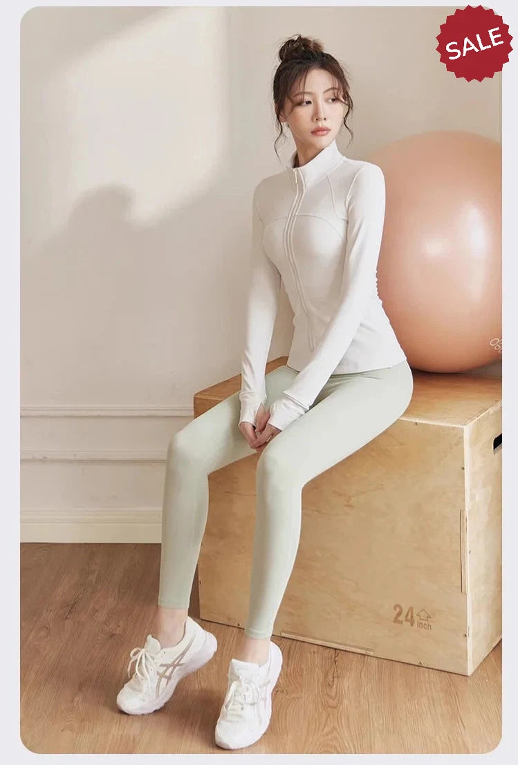 Women’s Zip Fitness Jacket - Long Sleeve Quick-Dry Yoga Top