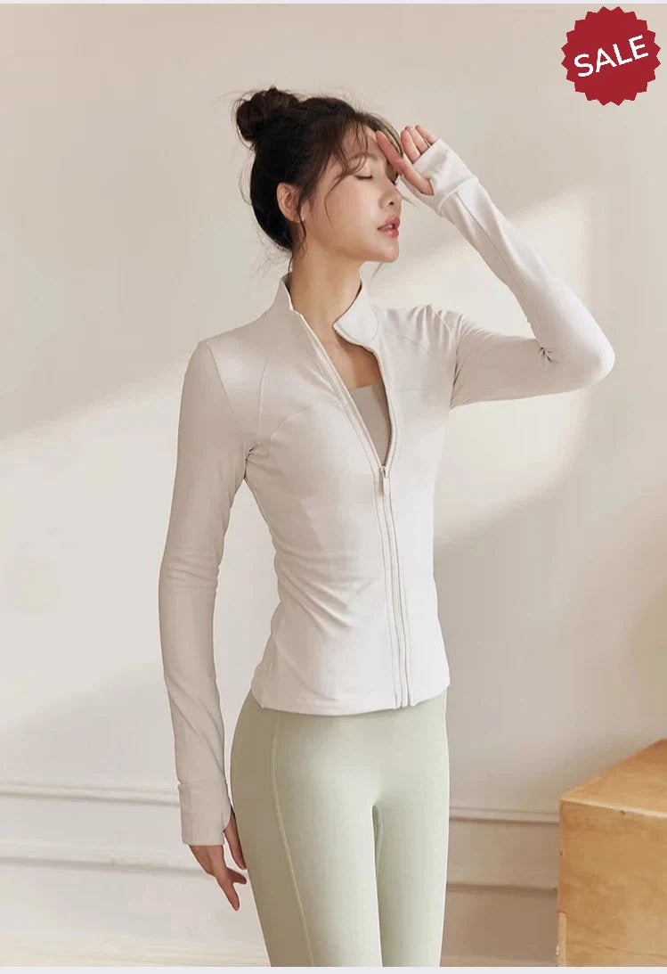 Women’s Zip Fitness Jacket - Long Sleeve Quick-Dry Yoga Top