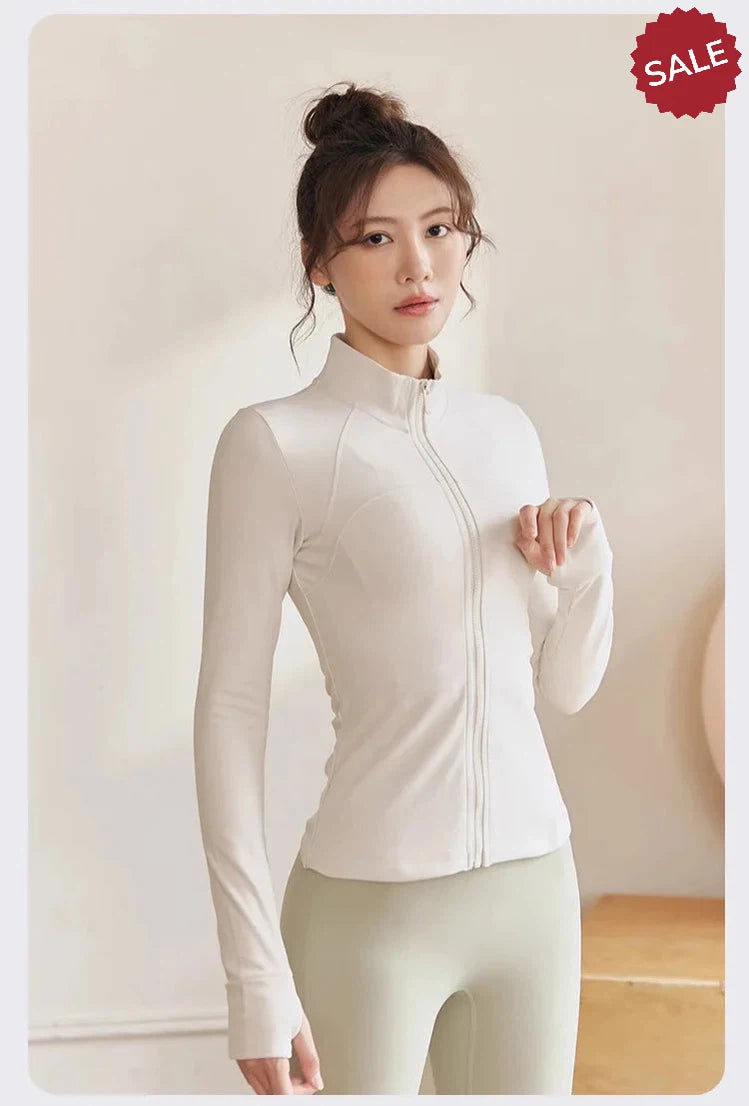 Women’s Zip Fitness Jacket - Long Sleeve Quick-Dry Yoga Top