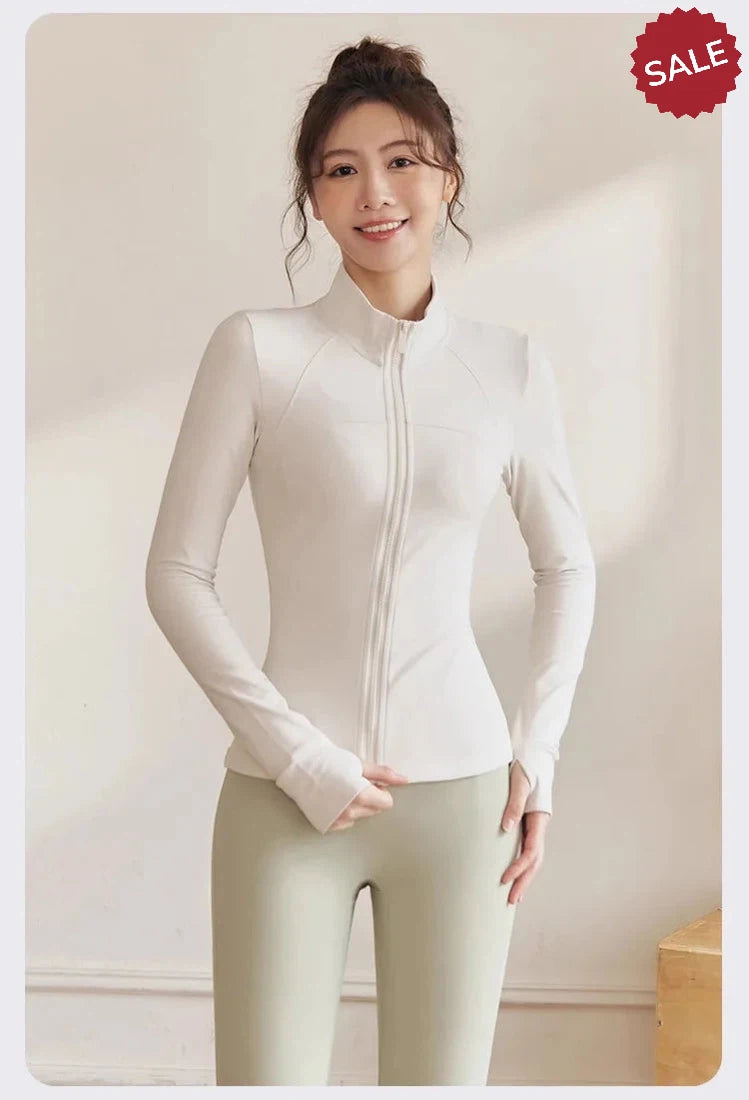 Women’s Zip Fitness Jacket - Long Sleeve Quick-Dry Yoga Top