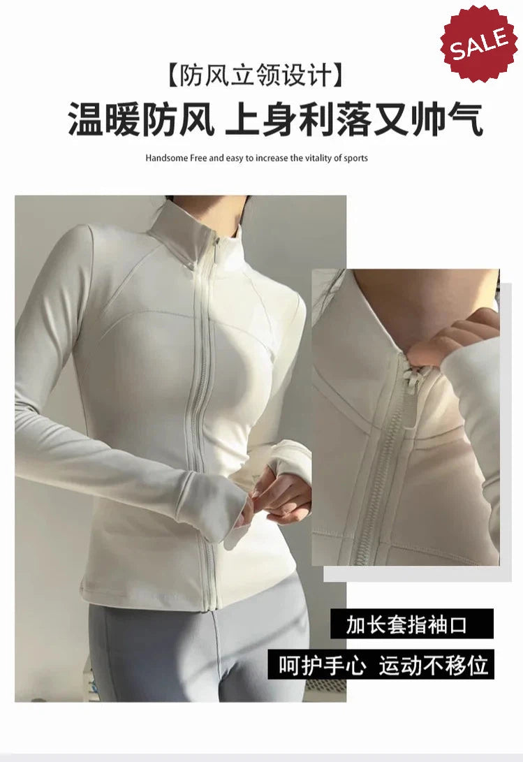 Women’s Zip Fitness Jacket - Long Sleeve Quick-Dry Yoga Top