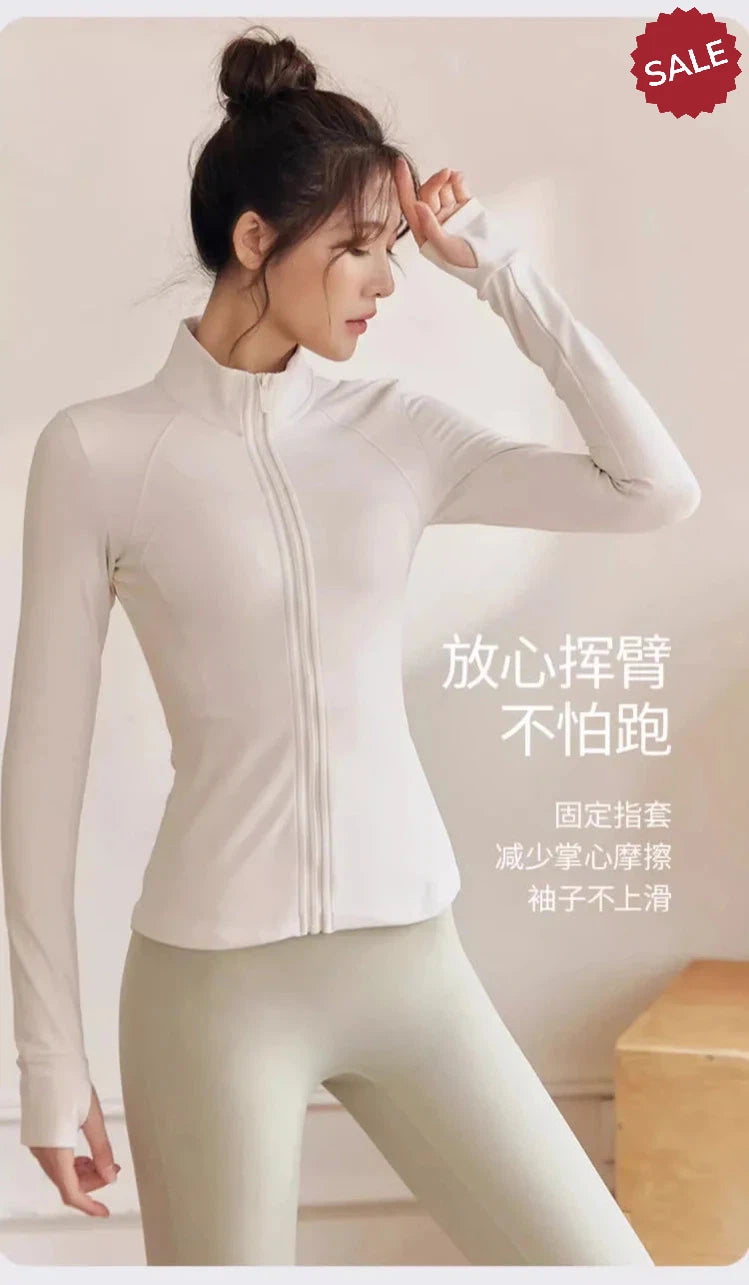 Women’s Zip Fitness Jacket - Long Sleeve Quick-Dry Yoga Top