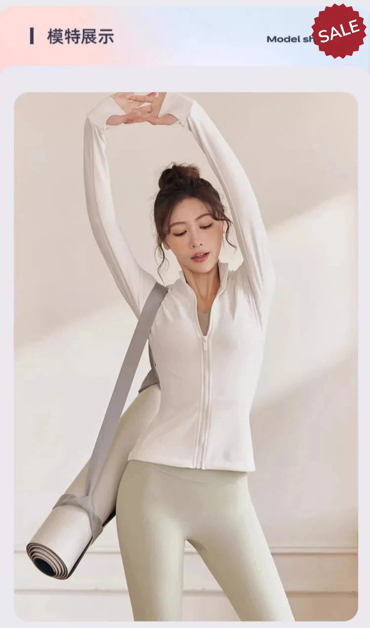 Women’s Zip Fitness Jacket - Long Sleeve Quick-Dry Yoga Top