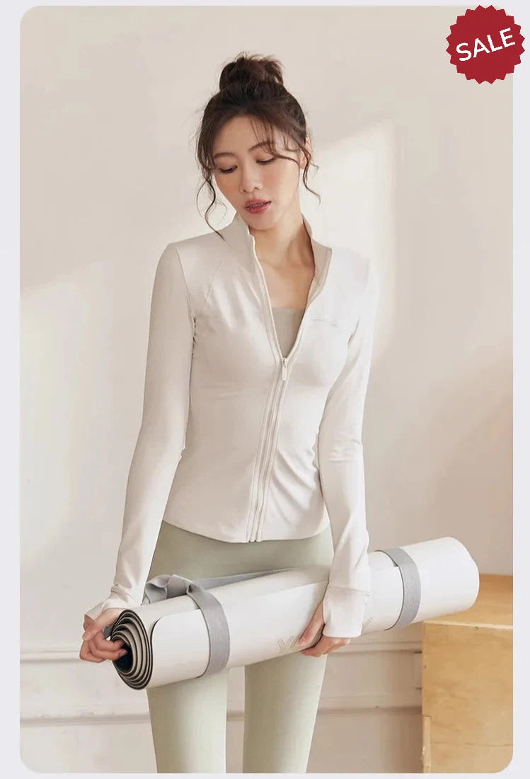 Women’s Zip Fitness Jacket - Long Sleeve Quick-Dry Yoga Top