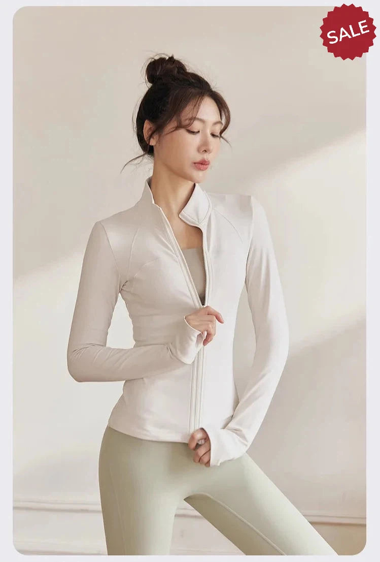 Women’s Zip Fitness Jacket - Long Sleeve Quick-Dry Yoga Top