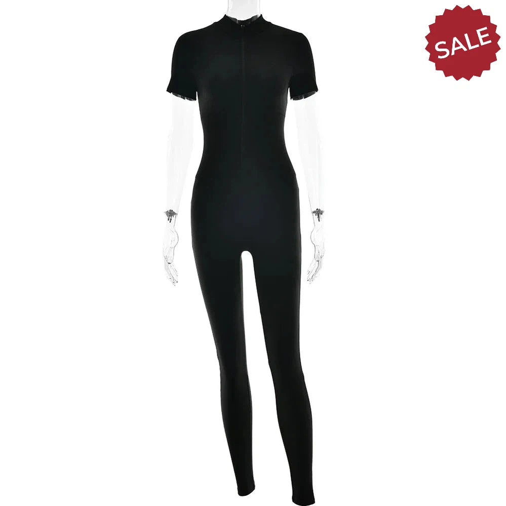 Zip-Up Long Sleeve Jumpsuit - Stylish One-Piece for Women