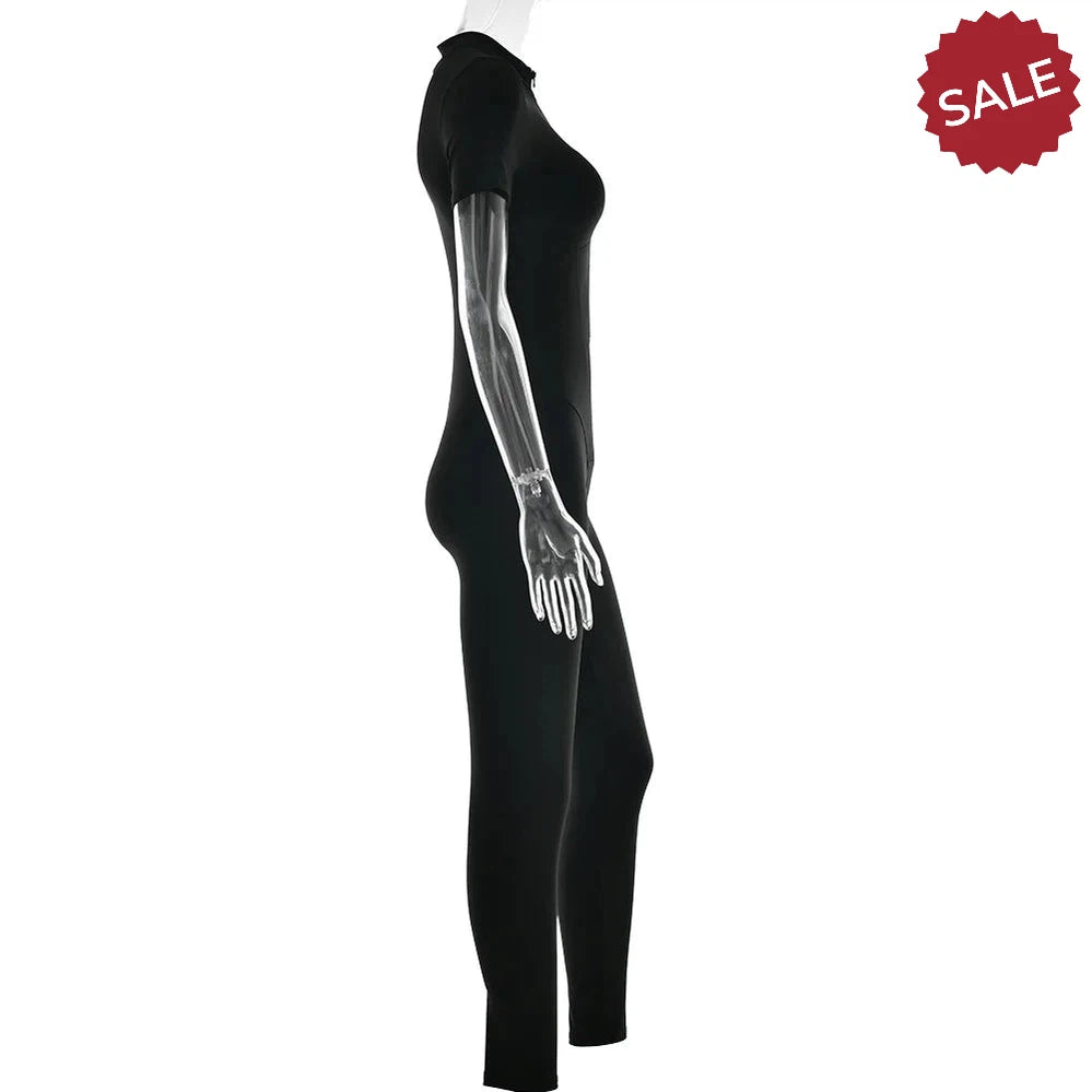 Zip-Up Long Sleeve Jumpsuit - Stylish One-Piece for Women