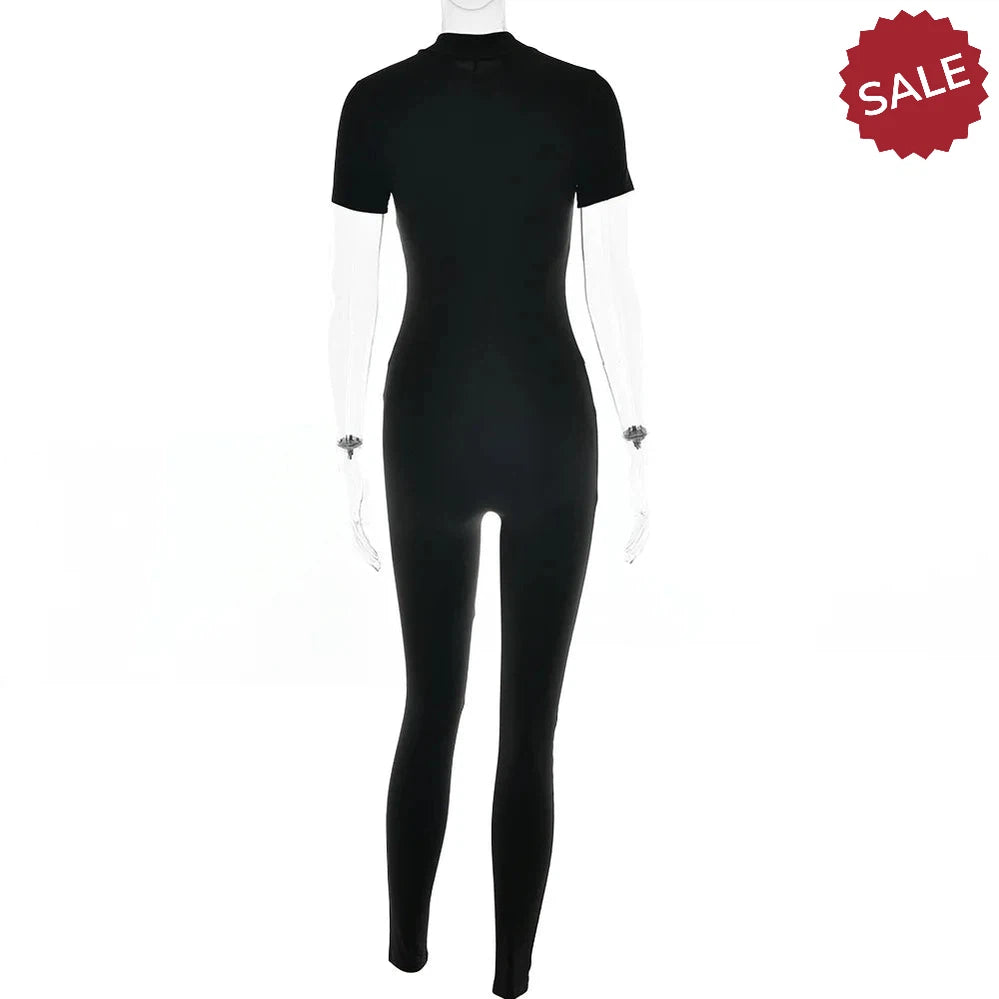 Zip-Up Long Sleeve Jumpsuit - Stylish One-Piece for Women