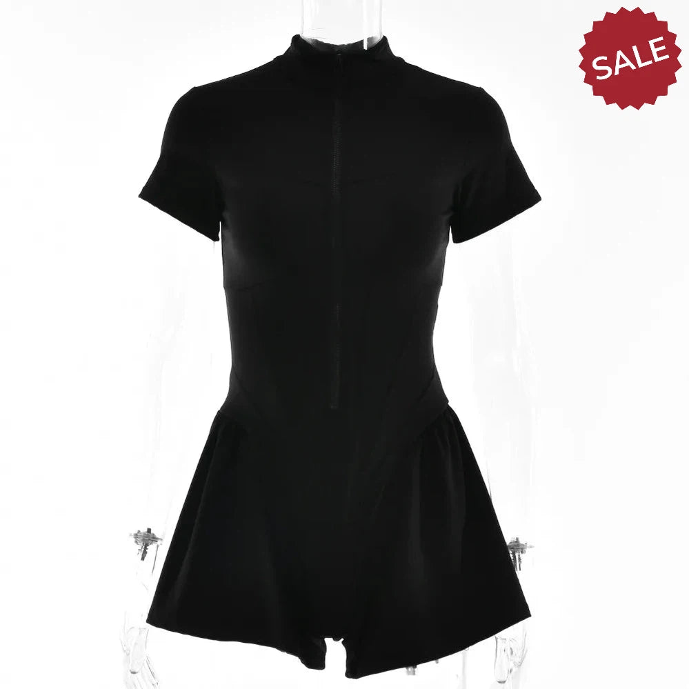 Zip-Up Long Sleeve Jumpsuit - Stylish One-Piece for Women