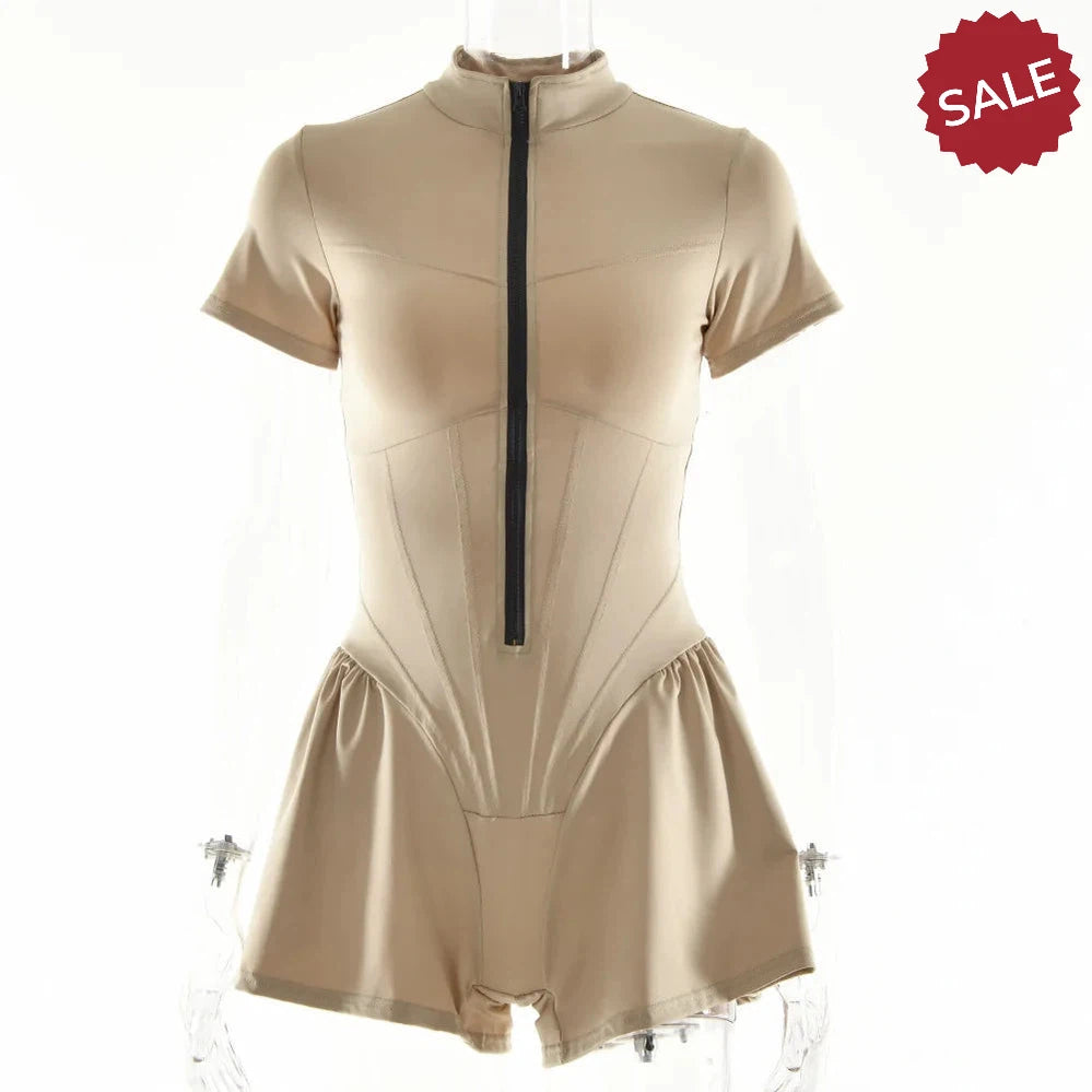 Zip-Up Long Sleeve Jumpsuit - Stylish One-Piece for Women