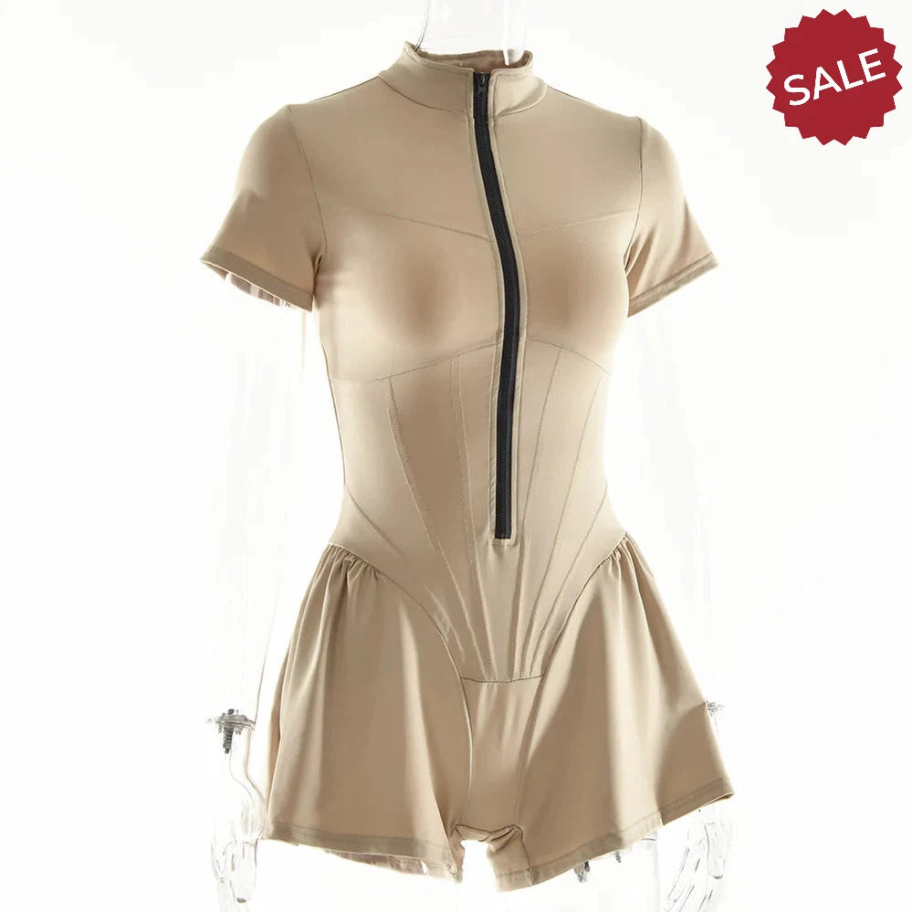 Zip-Up Long Sleeve Jumpsuit - Stylish One-Piece for Women