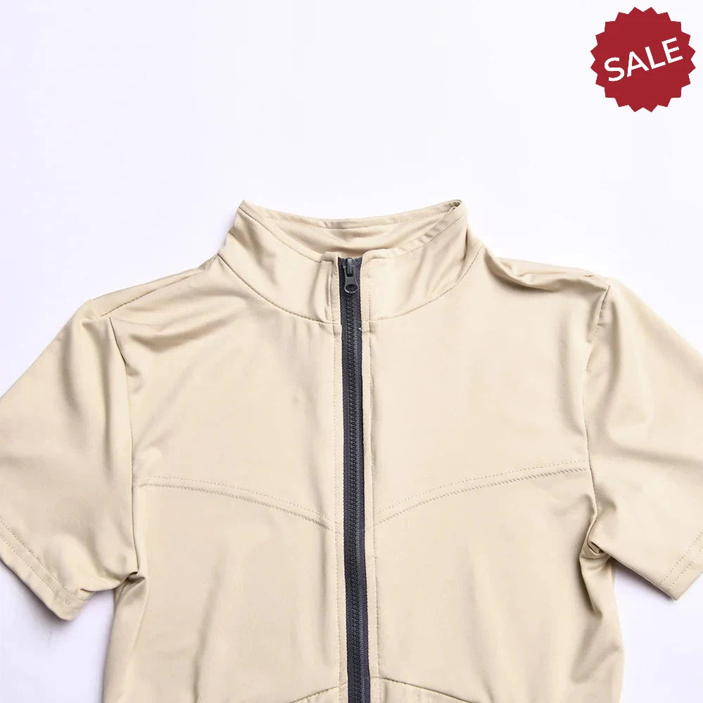 Zip-Up Long Sleeve Jumpsuit - Stylish One-Piece for Women
